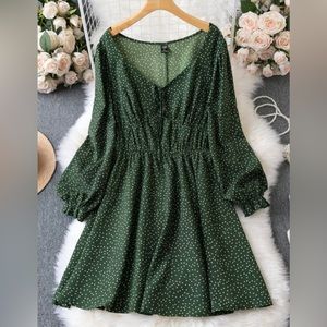 Dark Green Polka Dot Dress